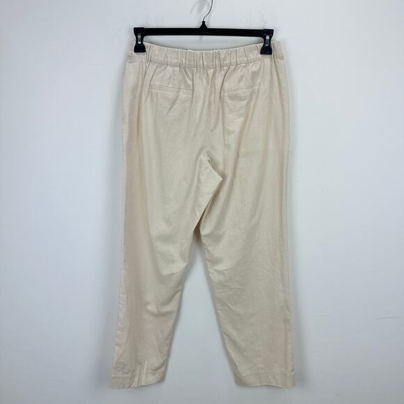 J.Crew Sailor Pant Linen Cotton Elastic Back Cream Beige Straight Ankle US 8 NWT - Picture 6 of 11
